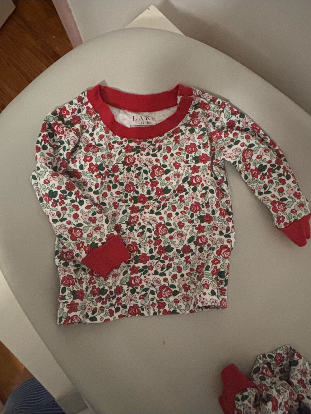 Red Floral Kids Pajama Top